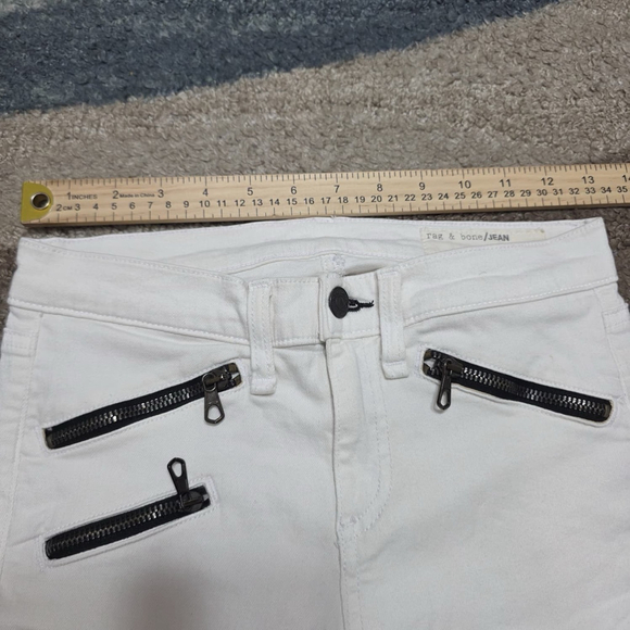 Rag & Bone White Moto Skinny Jeans Zipper Detail Ankle Zip Womens Size 26 - Picture 7 of 9
